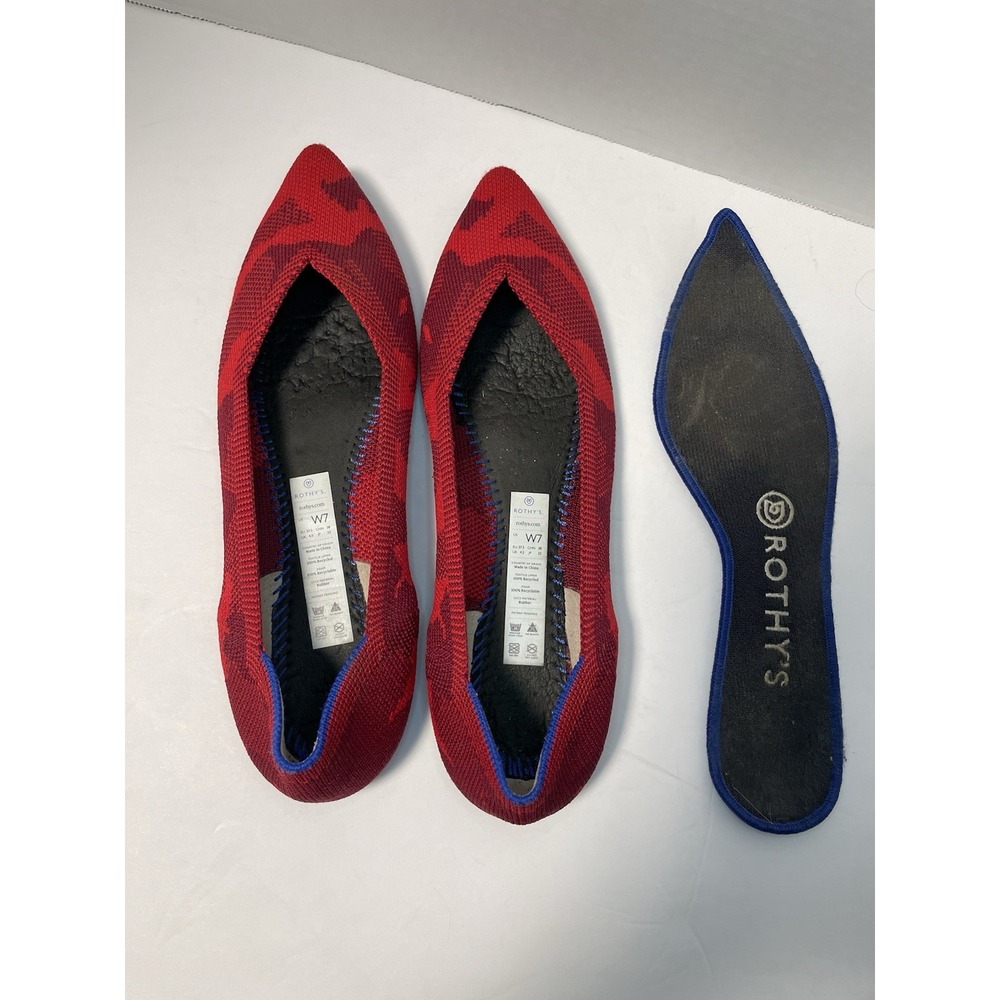Rothy's The Point Flats Slip On Women's Size 7 Red camouflage Pattern - Picture 12 of 15
